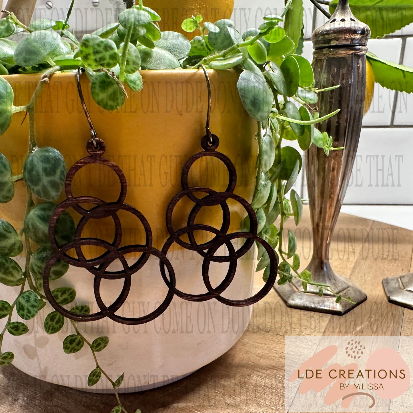 Wood Multi Circle earrings