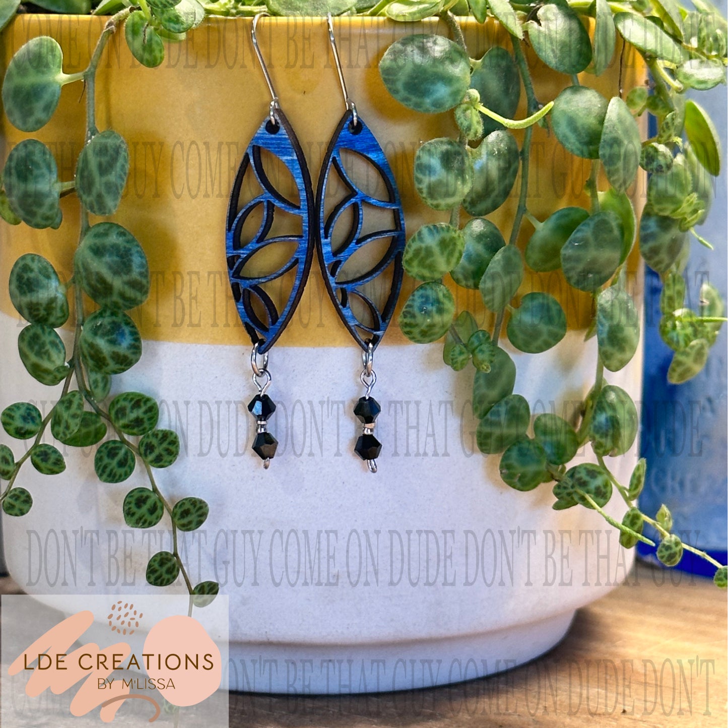Navy & Black Bead Drop earrings